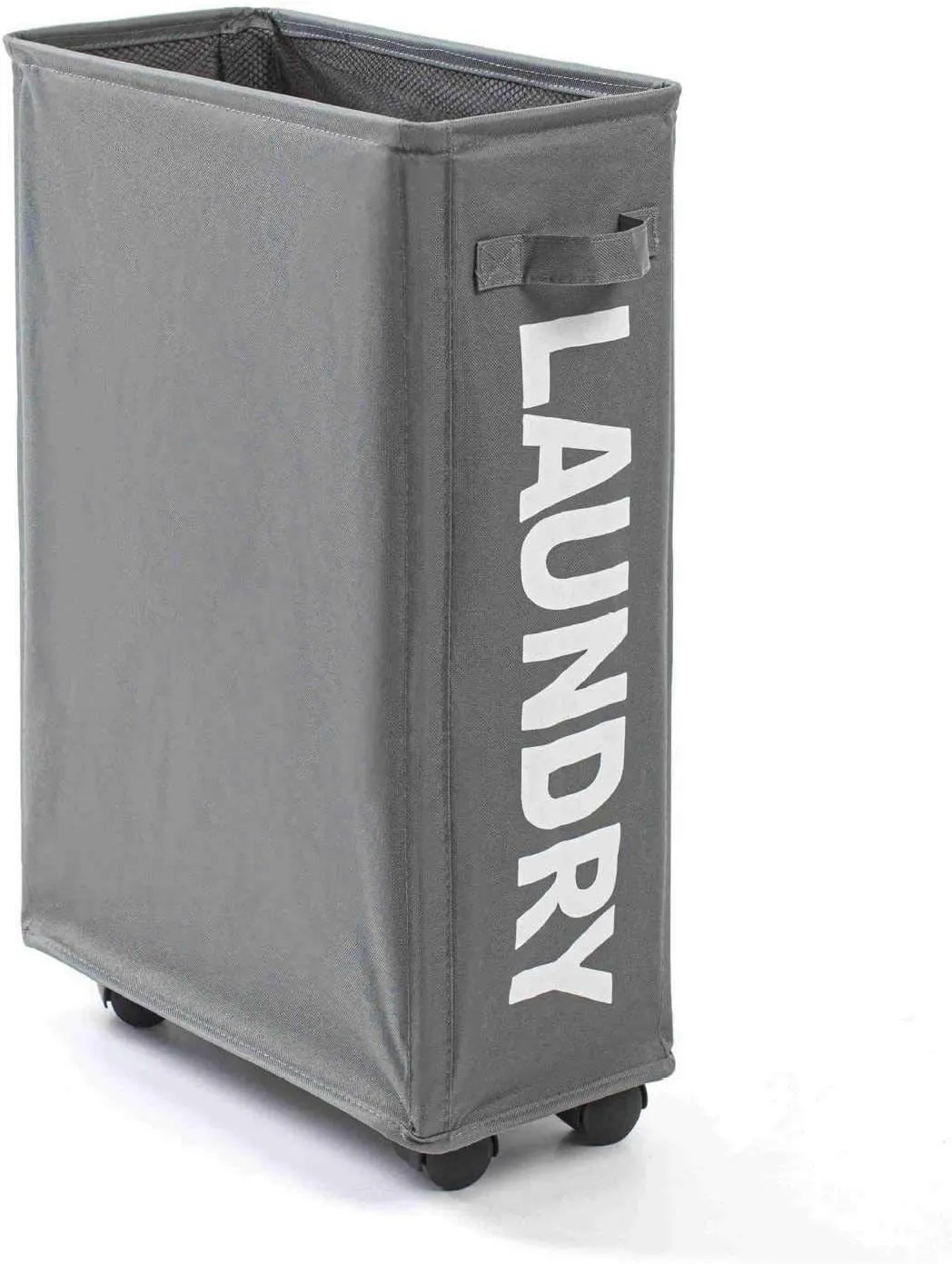 Rolling Slim Laundry Baskets Hamper Collapsible Dirty Clothes Hamper Tall Thin Laundry Basket Hamper on Wheels Home Corner Handy Waterproof Sorter Organizer Dorm Bathroom (Blue)