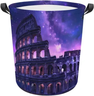 Rome Italy Famous Ancient Landmark Laundry Basket Collapsible Hamper Bag Clothes Storage Bin with Handles 44x35cm