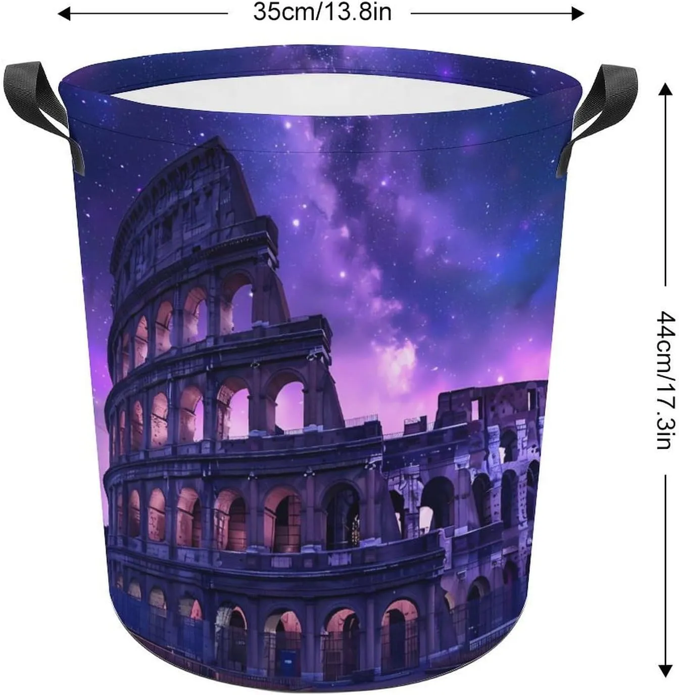 Rome Italy Famous Ancient Landmark Laundry Basket Collapsible Hamper Bag Clothes Storage Bin with Handles 44x35cm