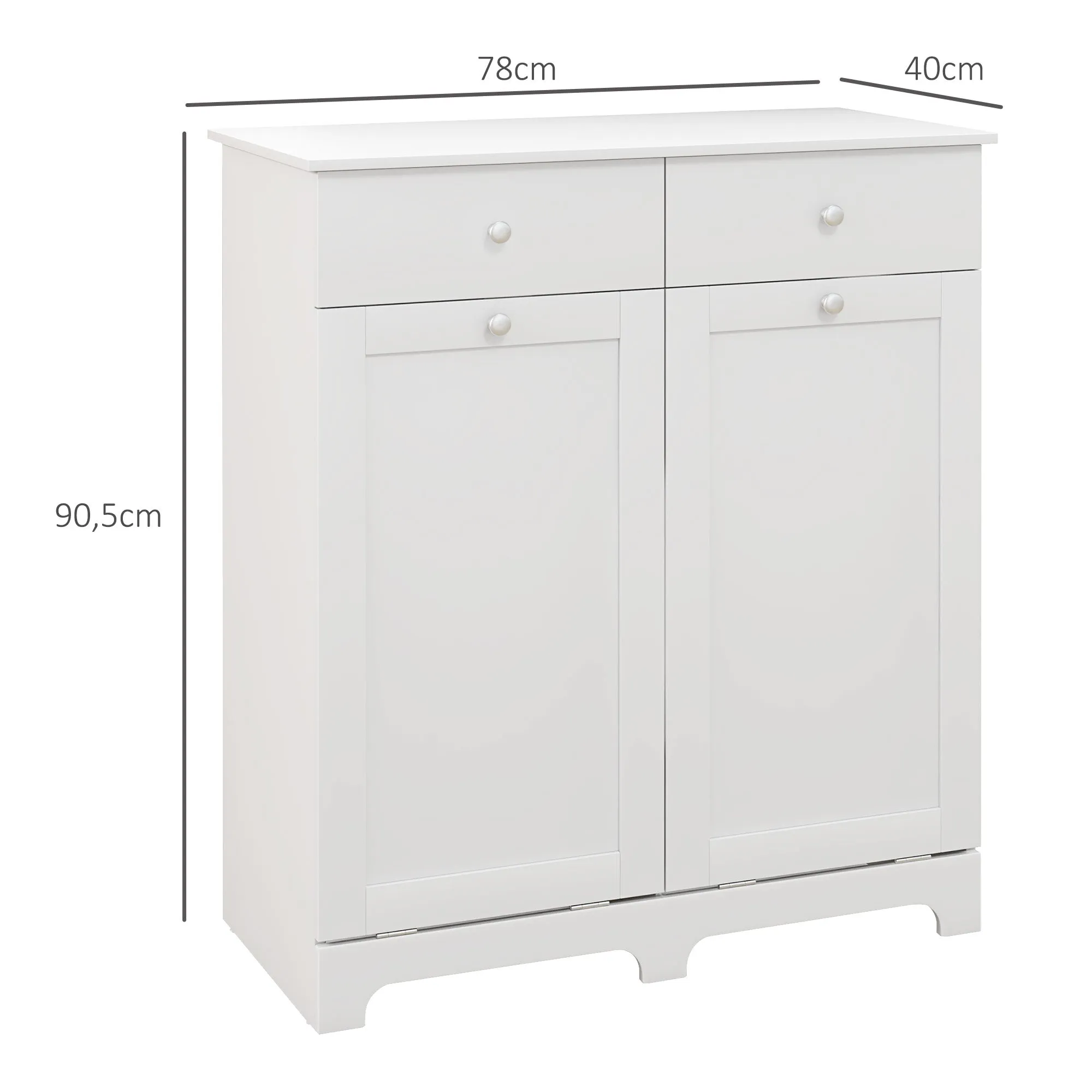 Rootz Bathroom Cabinet - Storage Furniture - Foldable Laundry Baskets - Optimal Organization - 78L x 40B x 90.5H cm