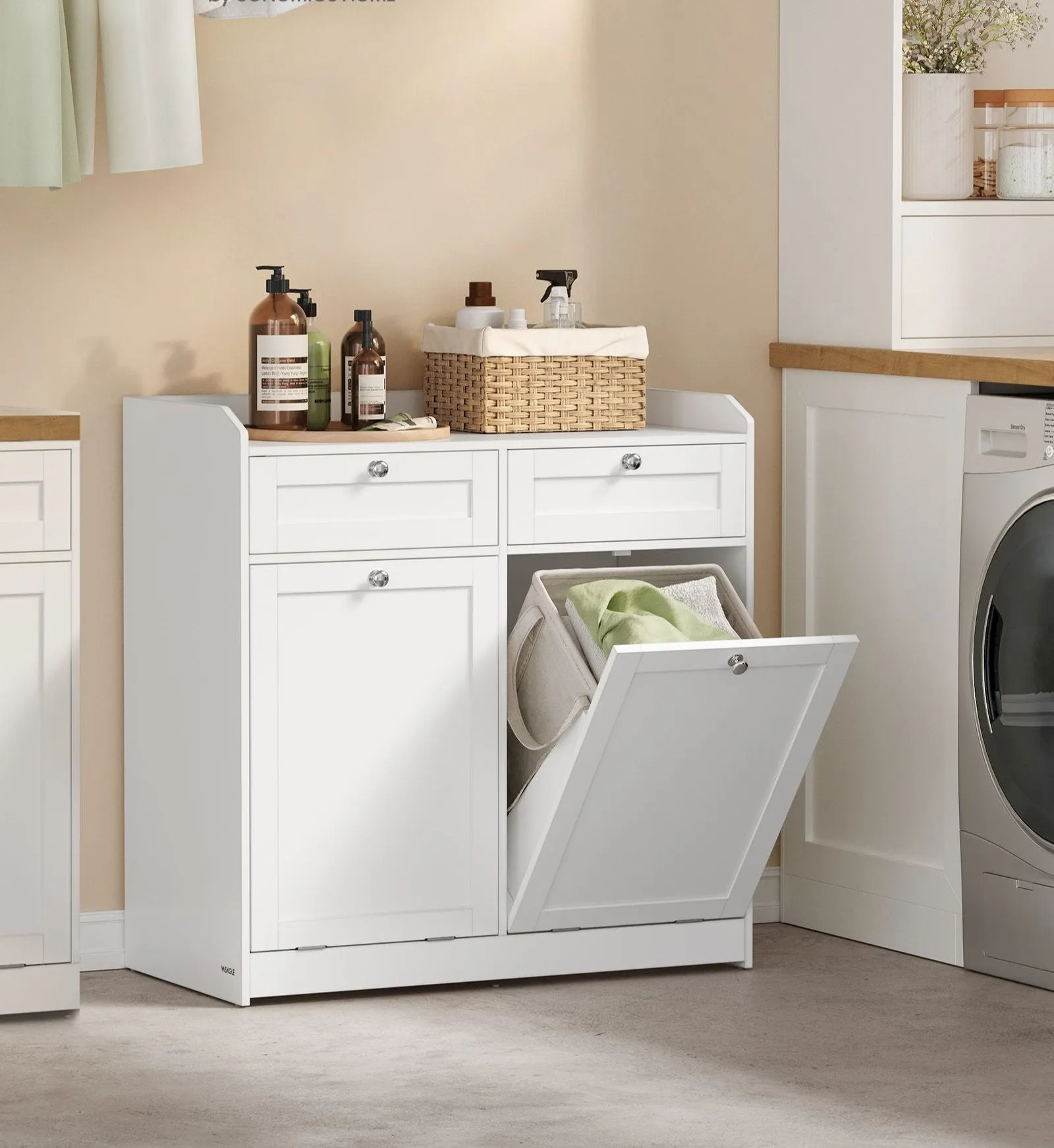 Rootz Bathroom Cabinet with Laundry Baskets - Organizer Cabinet - Storage Drawer System - MDF - Polyester Fabric - 40cm x 78.9cm x 80.2cm
