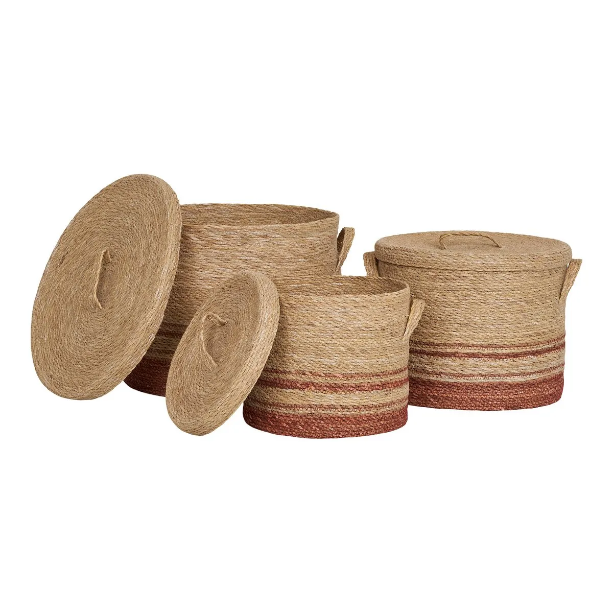 Rootz Budoni Baskets Set of 3 - Storage Bins - Seagrass Organizers - Versatile & Stylish - Small Ø26x22cm, Medium Ø32x26cm, Large Ø38x30cm