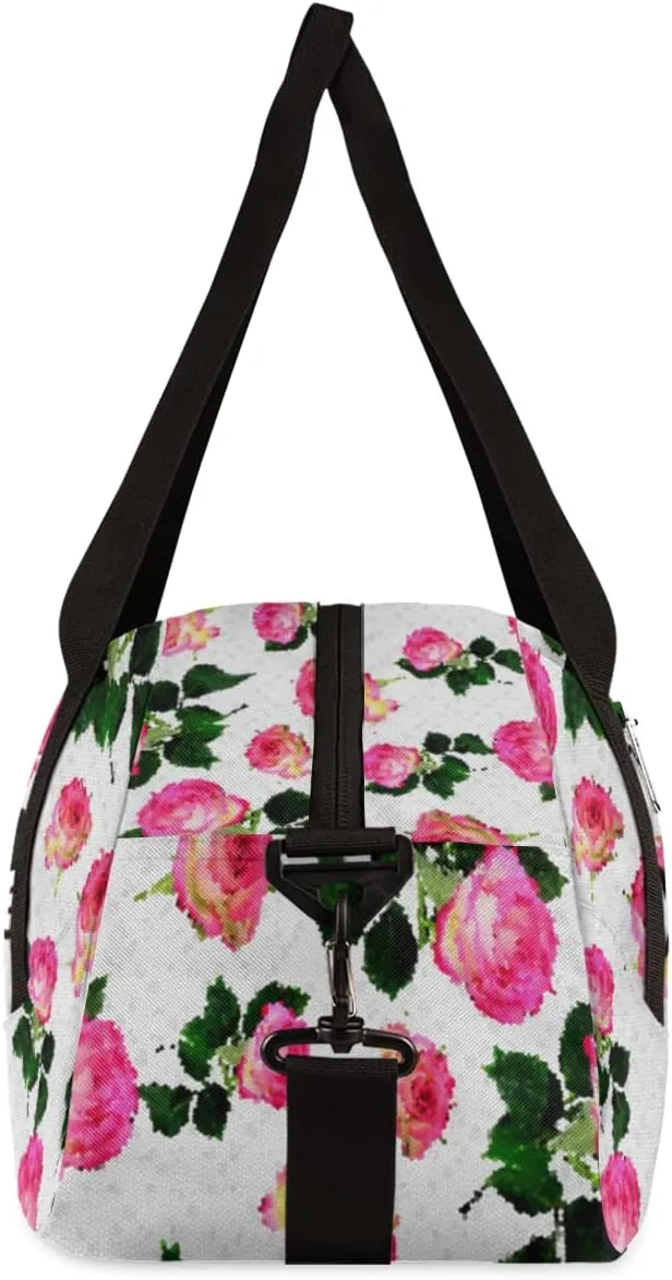 Rose Flower Personalized Kids Duffel Bag for Girls Boys, Rose Debris Custom Name Dance Bag Overnight Small Duffel Bag Carry On Weekend Sports Travel Bag for School Practice Gymnastics Ballet