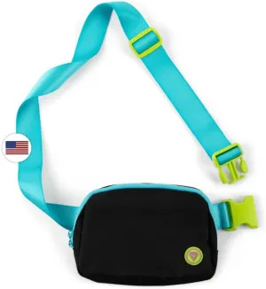 Rubina Anywhere Belt Bag | Crossbody Bag for Women | Unisex Hip Waist Pack for Hiking, Workout, Running, Traveling, Festivals | Chest Bag | Adjustable Strap | Neon Currents (Black)