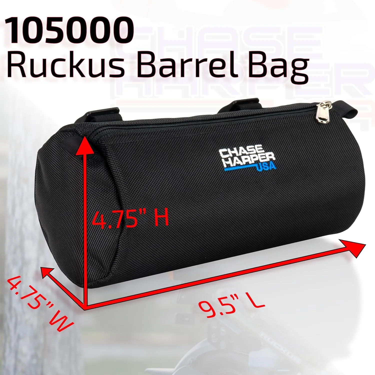 Ruckus Barrel Bag - Highly Durable Industrial Grade Ballistic Nylon Exterior with Strong Thermoplastic Insert 105000BLK