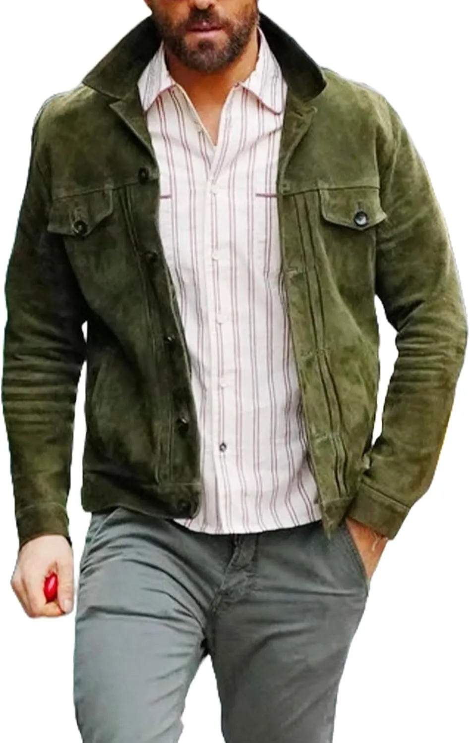 Ryan Reynolds Green Classic Real Suede Leather Stylish Costume Jacket For Men