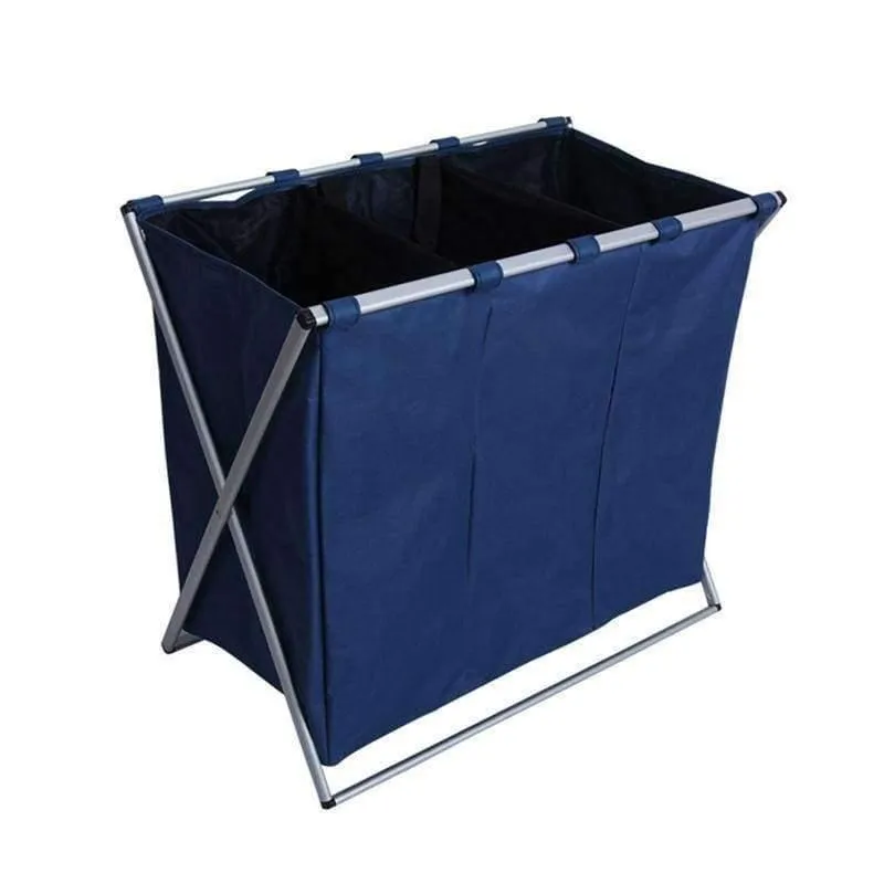 Rynx | Laundry Storage Organization Basket Collapsible Laundry Basket Bathroom Laundry Bag Product Triple Compartment
