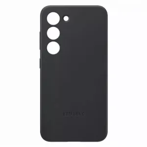 Samsung Galaxy S23 Leather Case with Logo and Side Button Cutout - Black