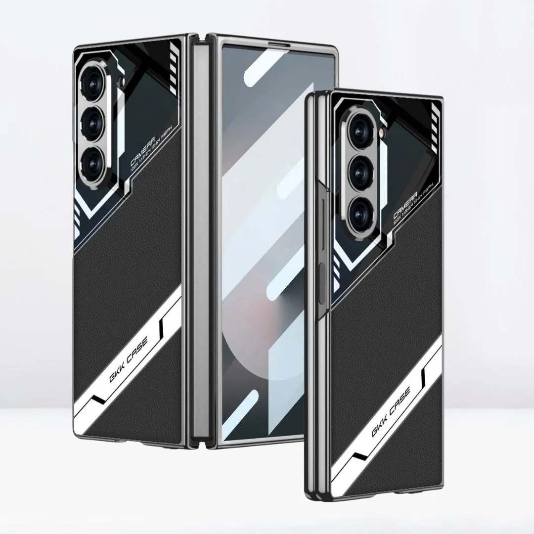 Samsung Galaxy Z Fold 6 G.K.K Electroplated Shockproof Case Sports Car Design with in-Built Front Glass - Black / Titanium