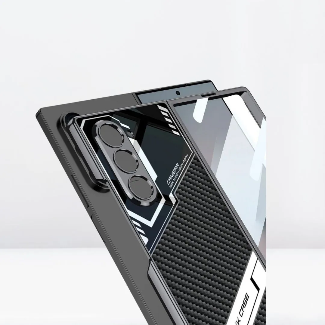 Samsung Galaxy Z Fold 6 G.K.K Electroplated Shockproof Case Sports Car Design with in-Built Front Glass - Black / Titanium