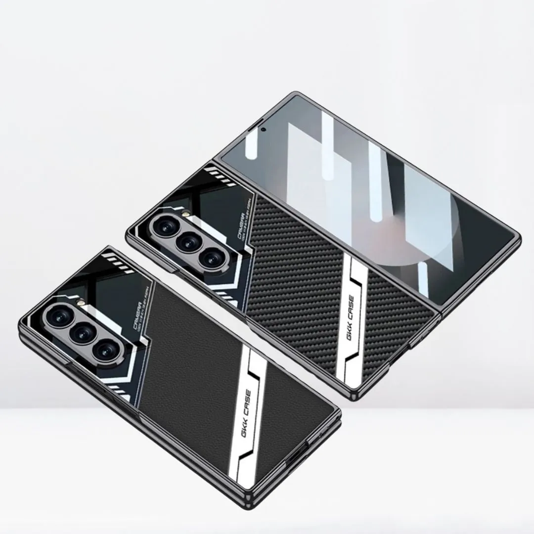 Samsung Galaxy Z Fold 6 G.K.K Electroplated Shockproof Case Sports Car Design with in-Built Front Glass - Black / Titanium