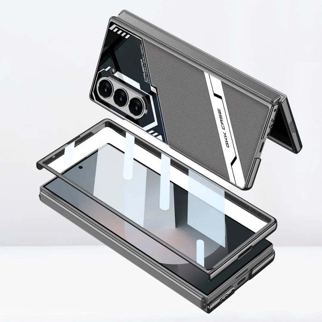 Samsung Galaxy Z Fold6 GKK Electroplated Shockproof Case Sports Car Design with Glass - Carbon Black