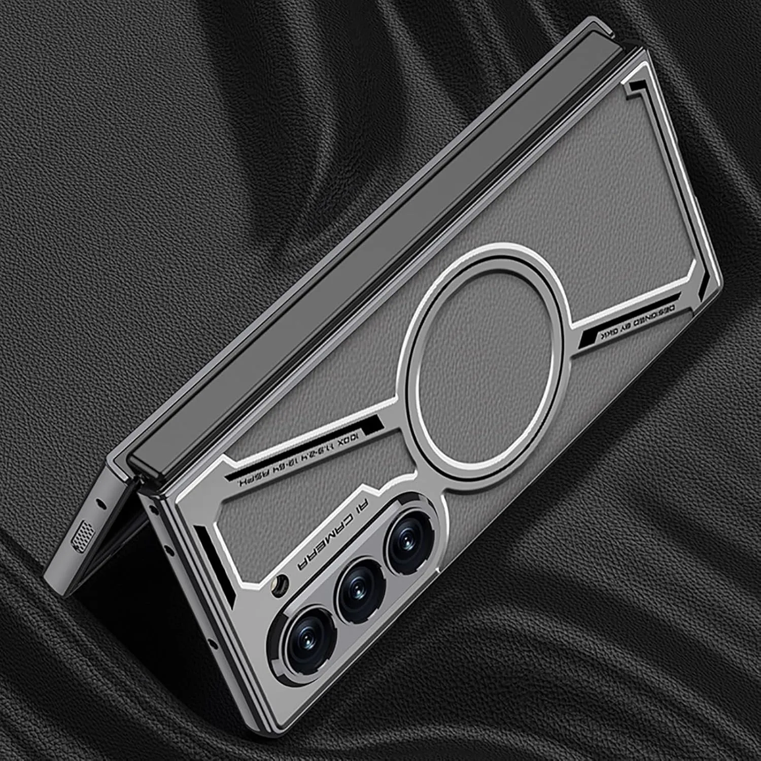Samsung Galaxy Z Fold6 GKK Z Leather Shockproof Case with Glass - Titanium