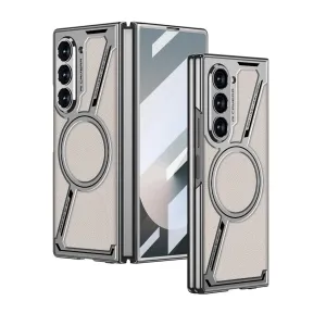 Samsung Galaxy Z Fold6 GKK Z Leather Shockproof Case with Glass - Titanium