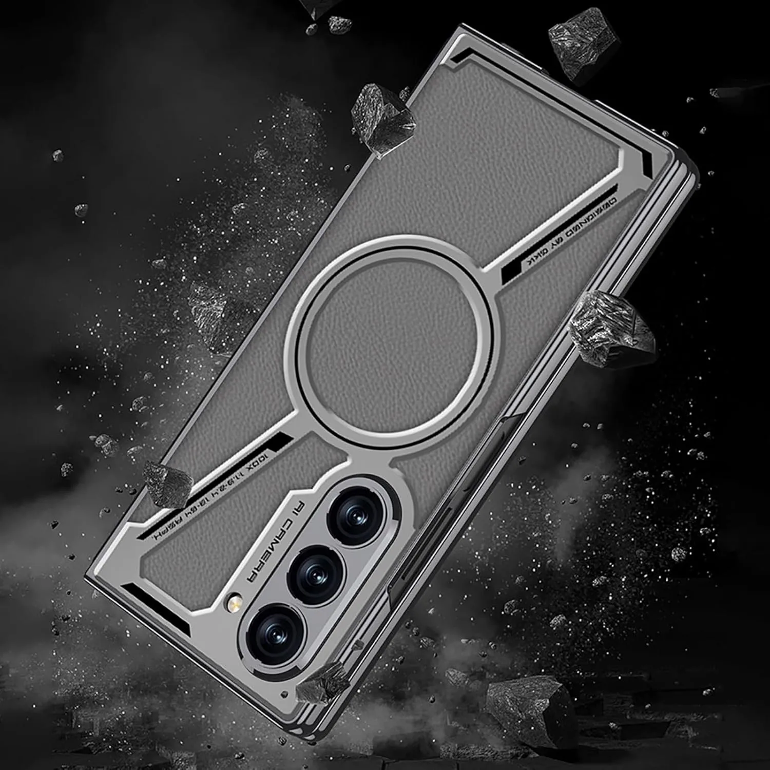 Samsung Galaxy Z Fold6 GKK Z Leather Shockproof Case with Glass - Titanium