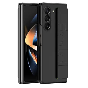 Samsung Galaxy Z Fold6 Silicon Case Silky Smooth Matte Finish Shockproof Protective Case with Wristband - Black