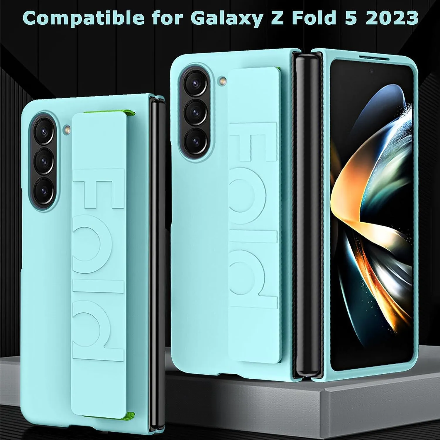 Samsung Galaxy Z Fold6 Silicon Case Silky Smooth Matte Finish Shockproof Protective Case with Wristband - Mint Green