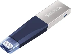 SanDisk 128GB USB 3.0 iXpand Mini Flash Drive with Lightning Connector for iPhones, iPads & Computers (SDIX40N-128G) Blue