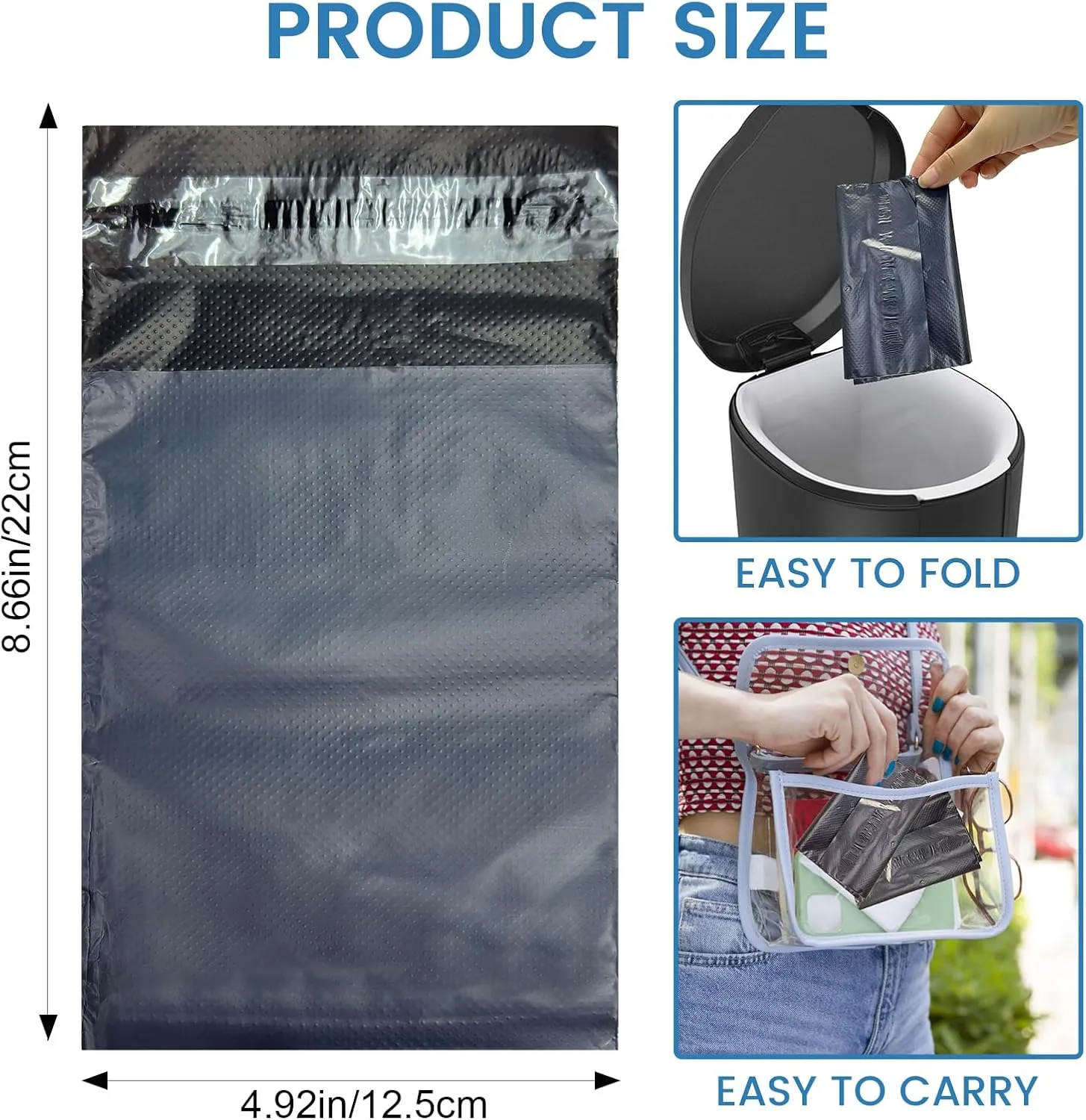 Sanitary Napkin Disposal Bags, Feminine Personal Disposal Bags, 500 pcs Grey, Opaque, Disposable, Self Seal for Tampons, Sanitary Disposal, Pads, Liners