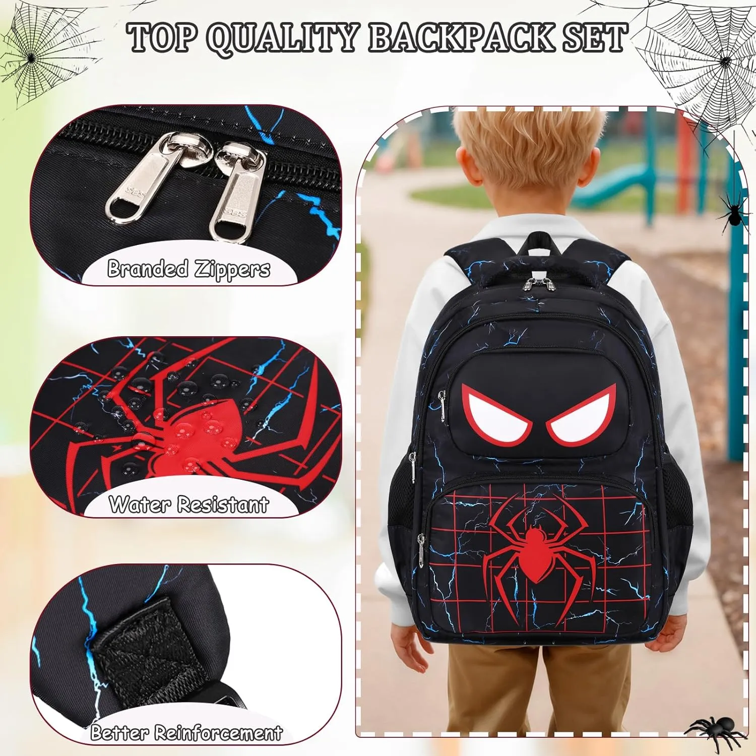 School Backpack for Boys Girls, Teens Bookbag with Lunch Box Set Kids Backpack Elementary Middle Teens School Bag