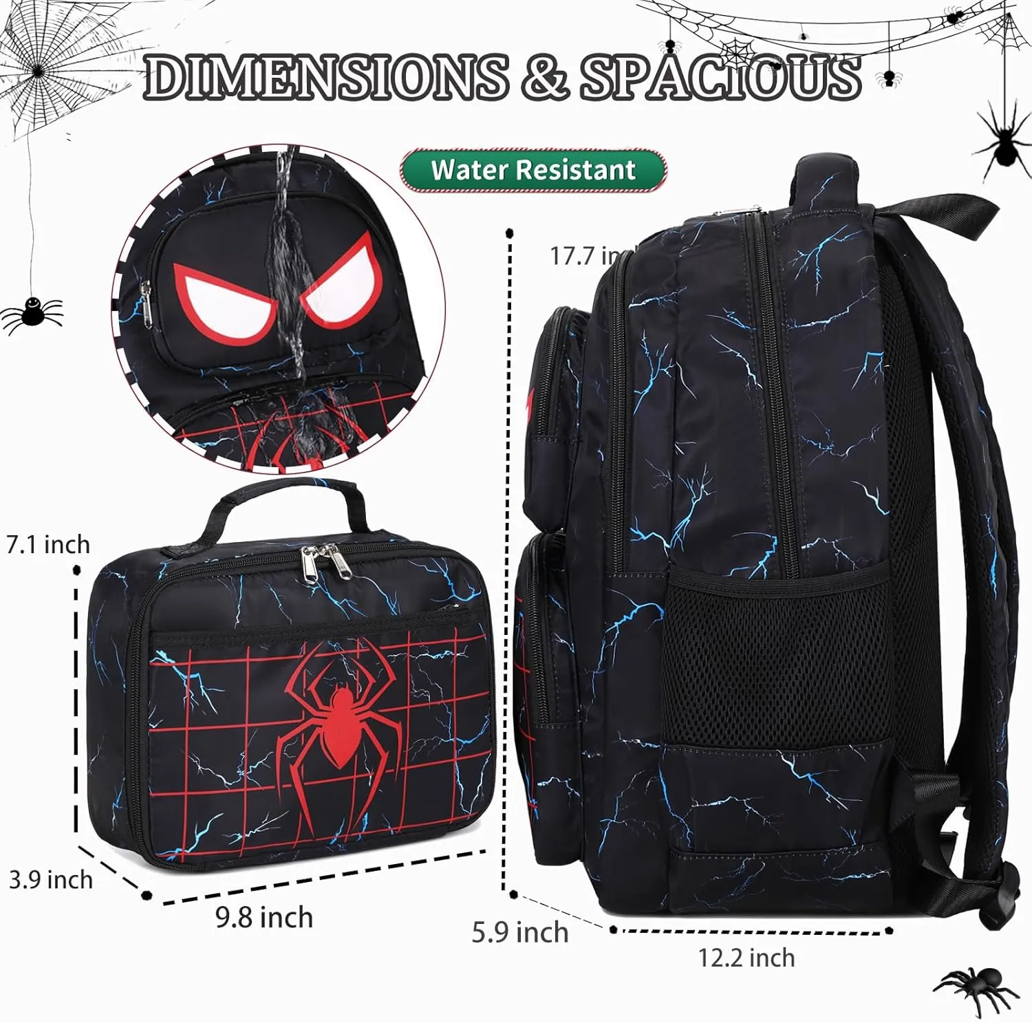 School Backpack for Boys Girls, Teens Bookbag with Lunch Box Set Kids Backpack Elementary Middle Teens School Bag