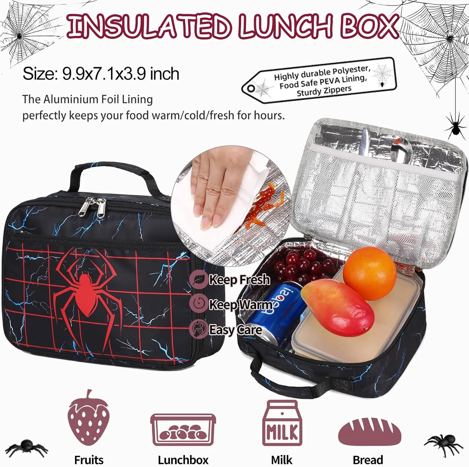 School Backpack for Boys Girls, Teens Bookbag with Lunch Box Set Kids Backpack Elementary Middle Teens School Bag