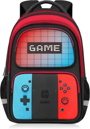 School Backpack for Boys - HFHTDC Gamer Boys Backpack for Kids Children Teens Elementary Middle School - Students Bookbag Ages 6-18,17″ Video Game Bookbag Travel Back Pack