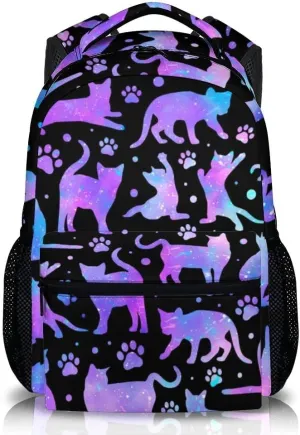 School Backpack for Girls Boys, 17 Inch Cat Theme Bookbag for Kids Age 6-8, Lightweight School Bag for Preschool, Primary, Kindergarten School Supplies