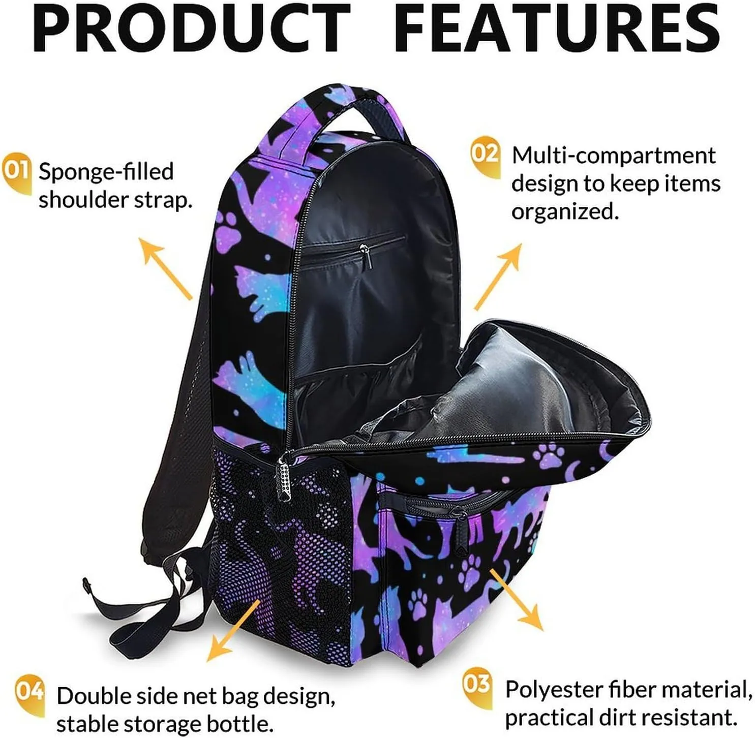 School Backpack for Girls Boys, 17 Inch Cat Theme Bookbag for Kids Age 6-8, Lightweight School Bag for Preschool, Primary, Kindergarten School Supplies