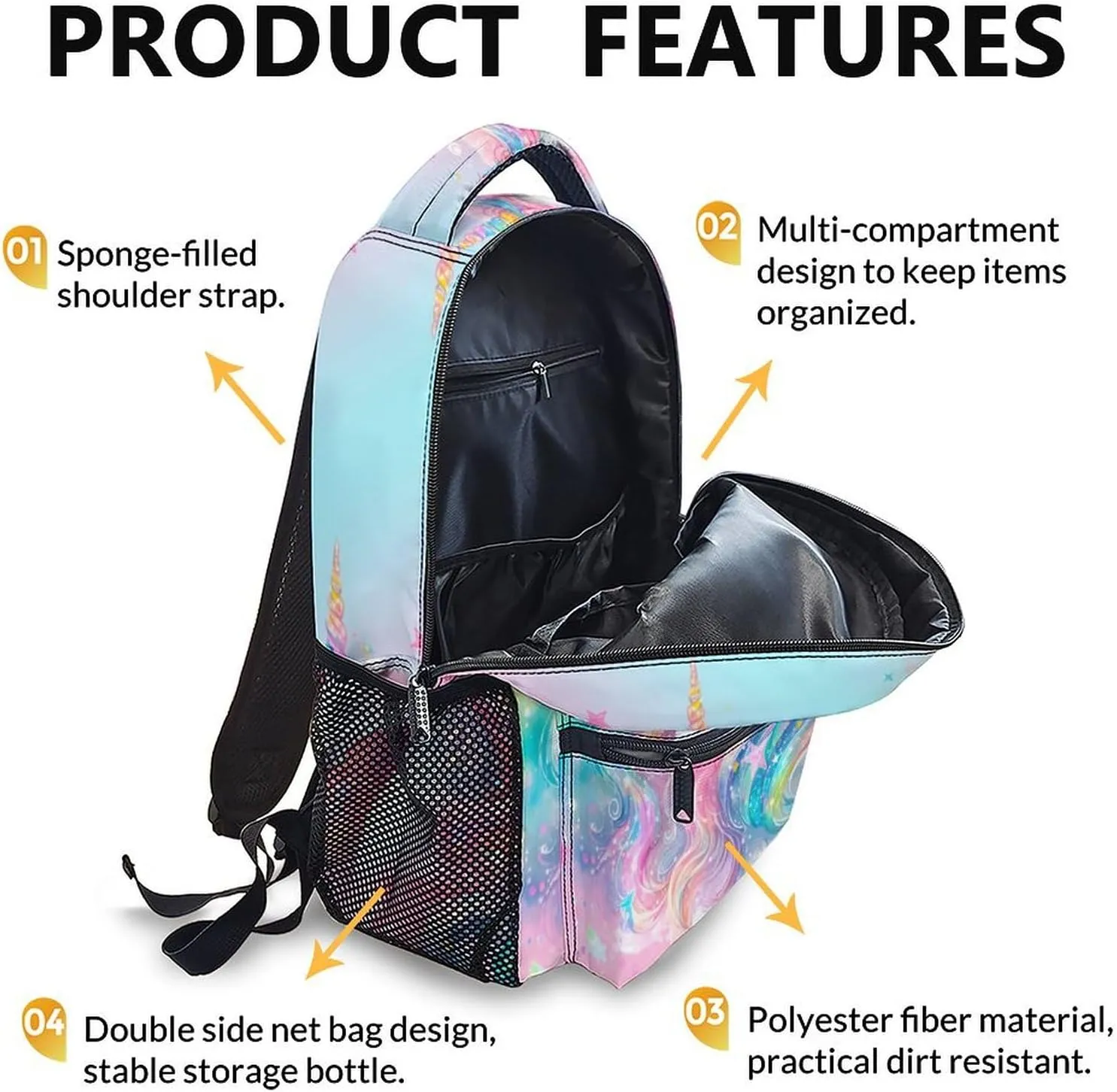 School Backpack for Kids Girls, 17 Inch Unicorn Bookbag for Girls Age 6-8, Pink Lightweight School Bag for Preschool, Primary, Kindergarten School Supplies