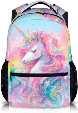 School Backpack for Kids Girls, 17 Inch Unicorn Bookbag for Girls Age 6-8, Pink Lightweight School Bag for Preschool, Primary, Kindergarten School Supplies