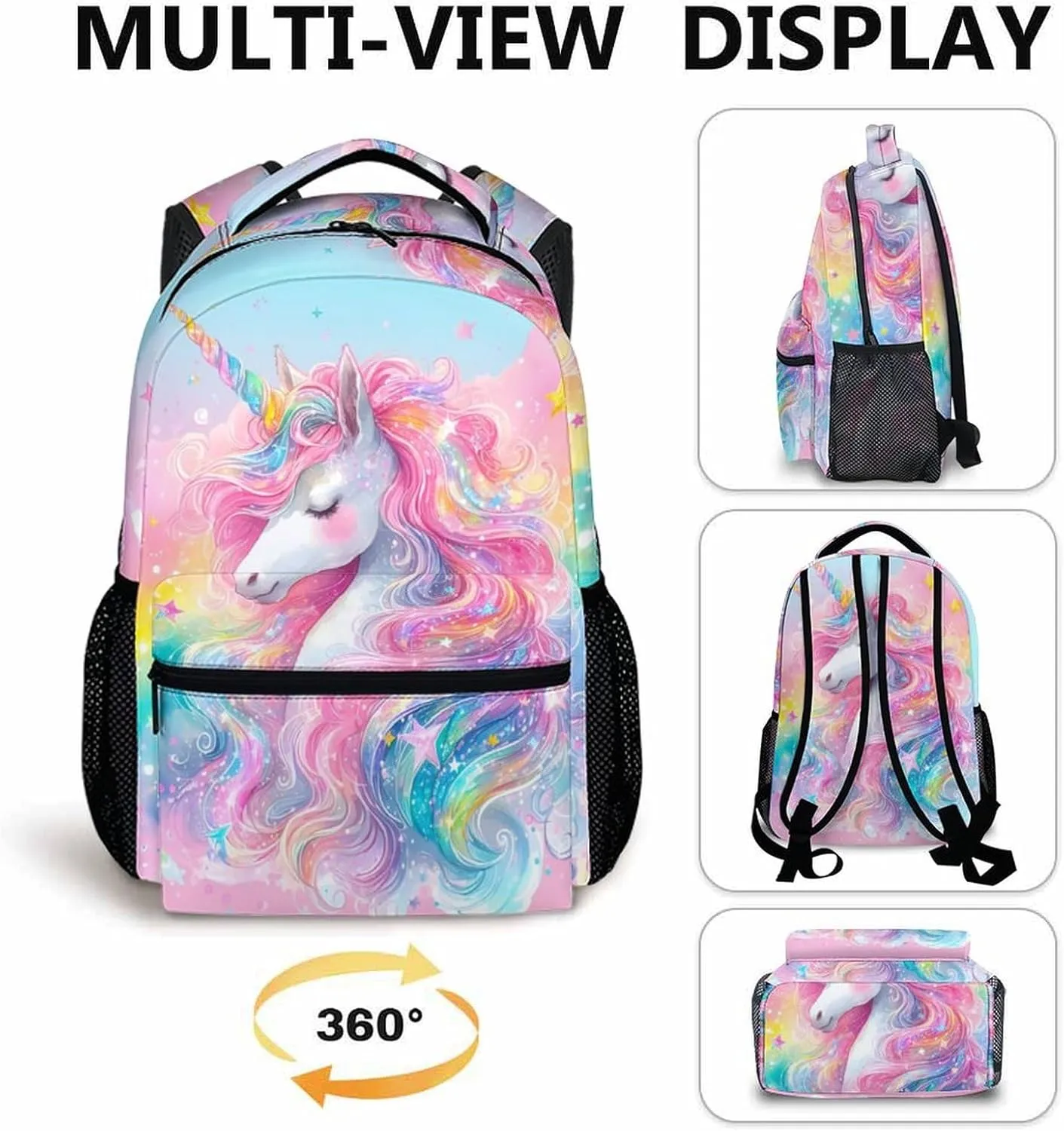 School Backpack for Kids Girls, 17 Inch Unicorn Bookbag for Girls Age 6-8, Pink Lightweight School Bag for Preschool, Primary, Kindergarten School Supplies