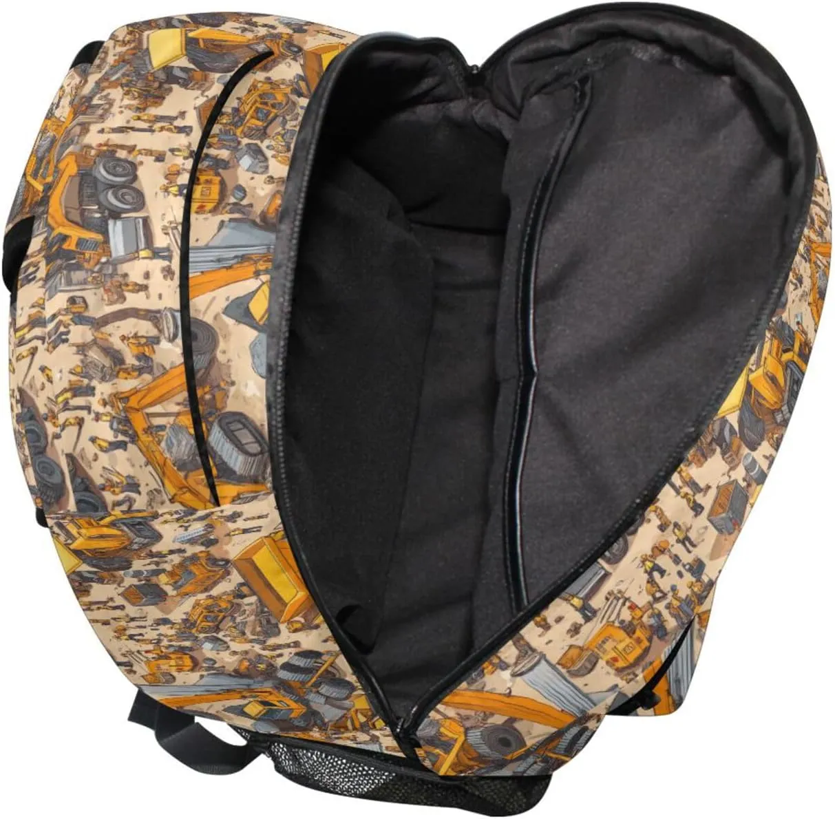 School Backpack for Men and Women Fashion Laptop Bag with Chest Strap for Business Work College Travel Trip Construction Scene Build Tall Buildings Bulldozer