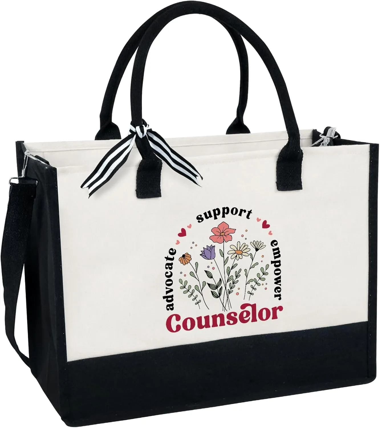 School Counselor Gift, School Counselor Tote Bag Canvas With Zipper, Advocate Support Empower & Inclusion Bag