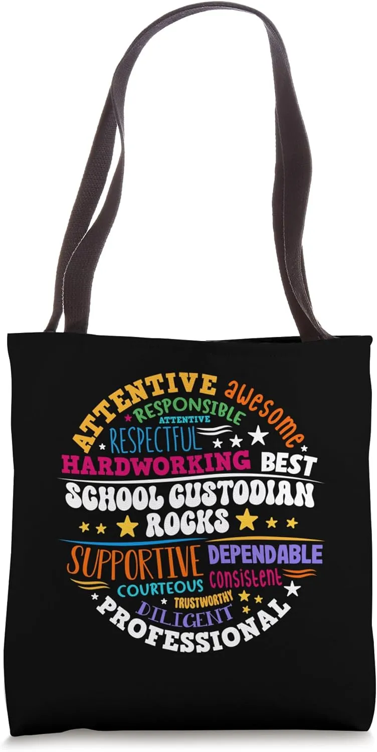 School Custodian Rocks Janitor Day Custodial Funny School Tote Bag