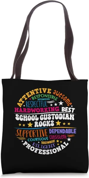School Custodian Rocks Janitor Day Custodial Funny School Tote Bag