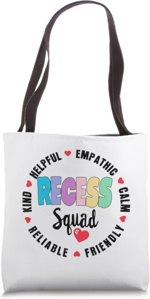 School Gifts Teachers Students Monitor R is for Recess Squad Tote Bag