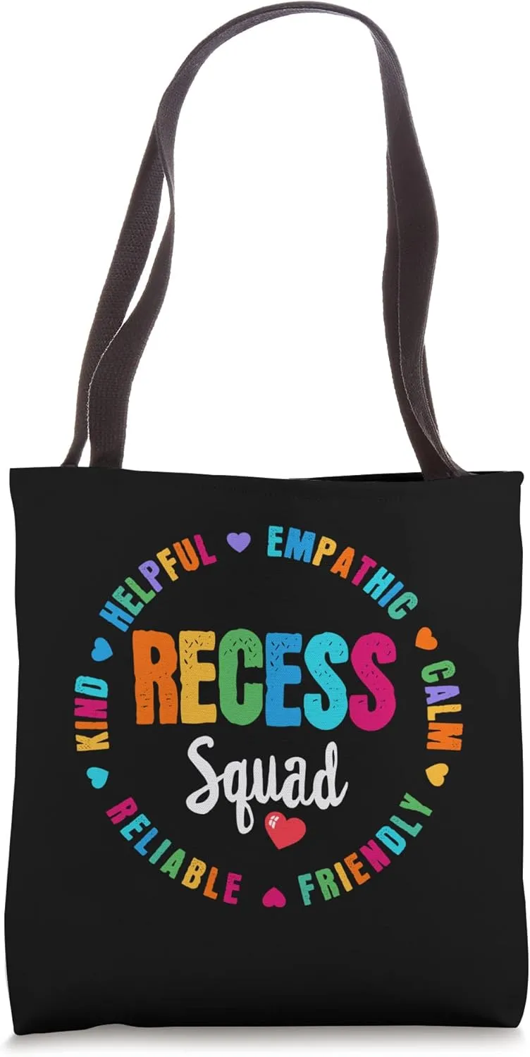 School Gifts Teachers Students Monitor R is for Recess Squad Tote Bag