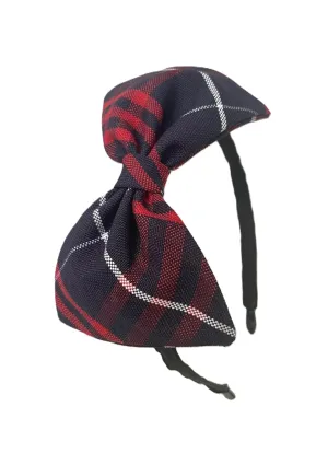 School Headband, Plaid bow headband, back to school, available in variety of school plaids (Plaid 36 Navy and Red plaid Plaid, Regular)