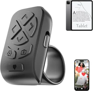 Scrolling Ring Remote for TikTok YouTube Instagram Shorts Video, Scroller Page Turner Clicker for Kindle APP Compatible with iPhone iPad Android Phone, Remote Shutter Control for Phone Camera