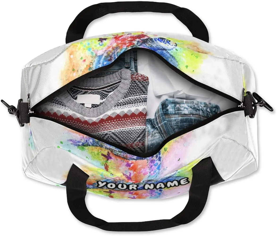 Sea Turtle Painted Personalized Kids Duffel Bag for Girls Boys, Sea Turtle Debris Custom Name Overnight Small Duffel Bag Carry On Weekend Sports Travel Bag for School Practice Gymnastics Ballet
