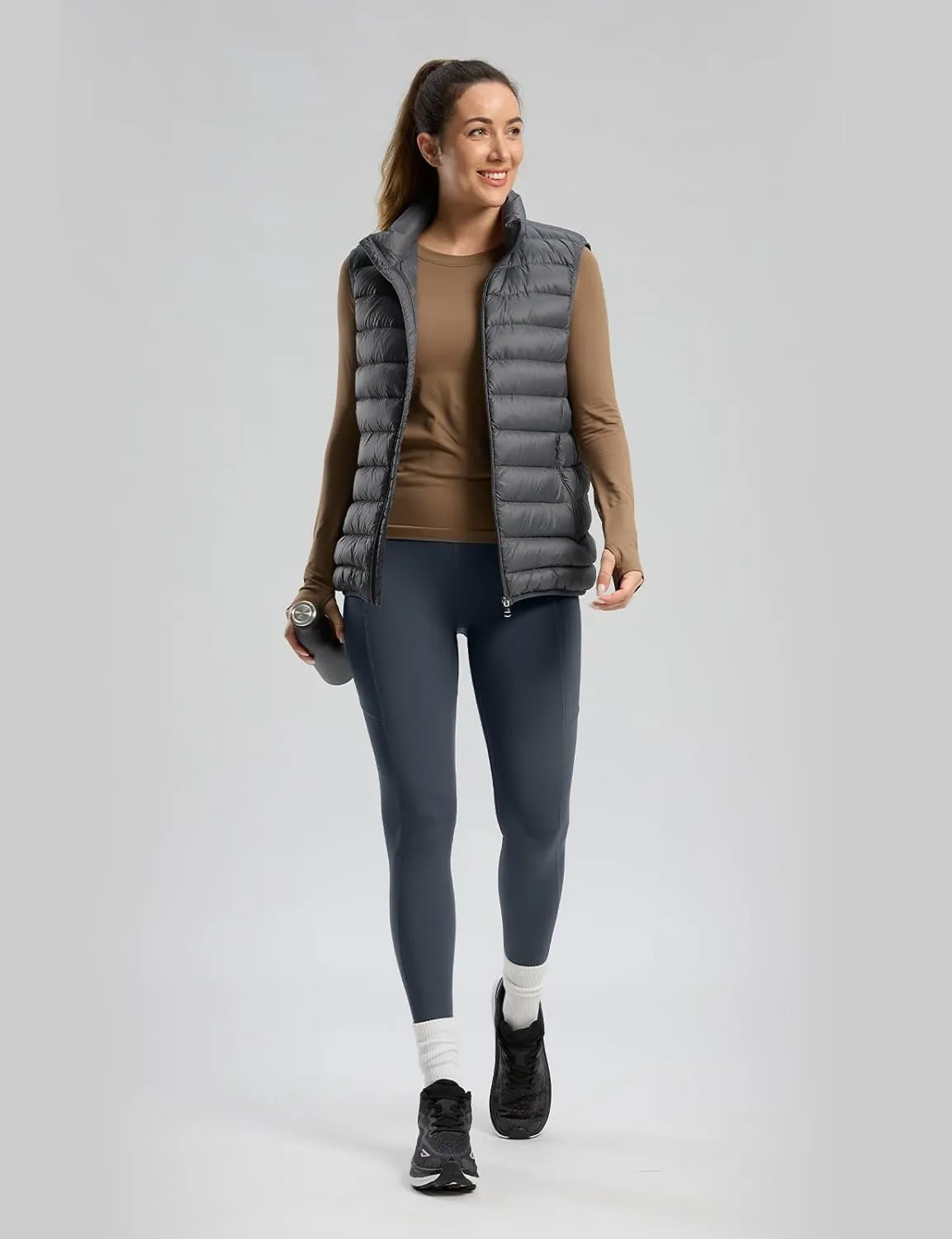 Seamaid Women's Fleece Lined Leggings 27" Water Resistant Thermal Winter Running Hiking Pants with Pockets High Waisted