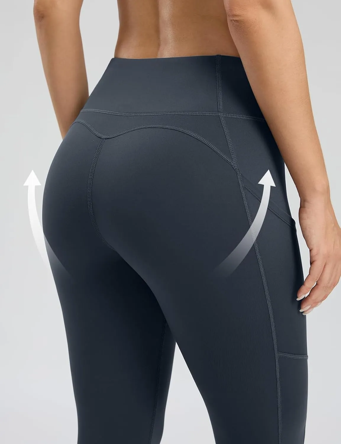 Seamaid Women's Fleece Lined Leggings 27" Water Resistant Thermal Winter Running Hiking Pants with Pockets High Waisted