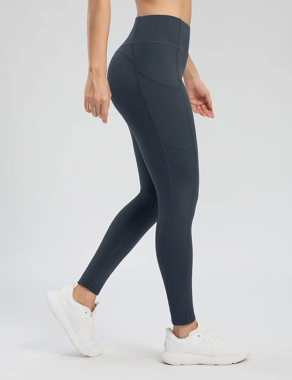 Seamaid Women's Fleece Lined Leggings 27" Water Resistant Thermal Winter Running Hiking Pants with Pockets High Waisted
