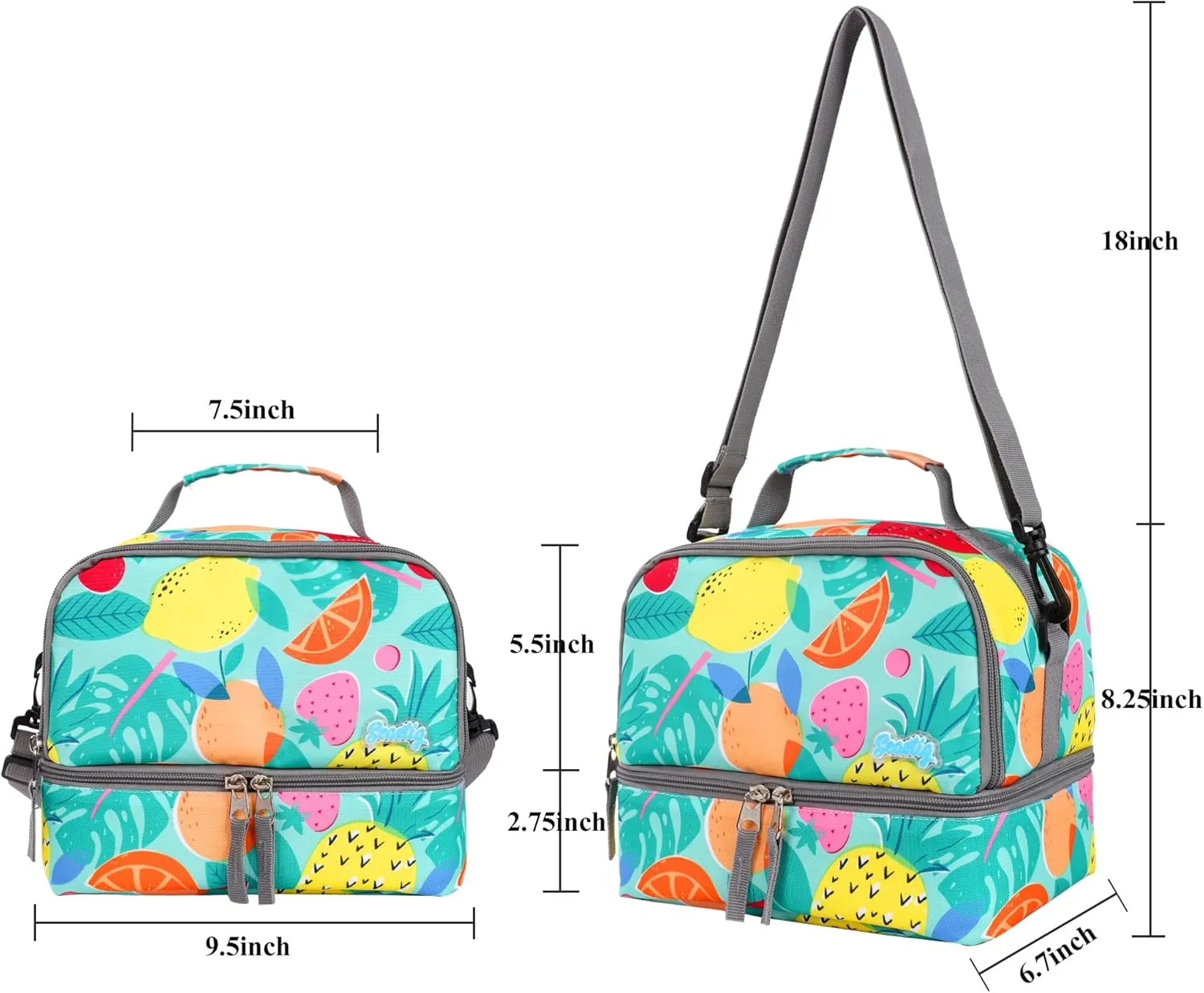 seastig Rolling Backpack 18in Double Handle Backpack Kids Wheeled Backpack Roller Backpack with Lunch Bag Set Girls Boys