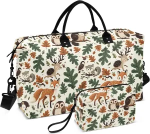senya Weekender Bags Travel Duffel Gym Bag Animals Fox Deer Woodland Forest Hedgehog Carry on Overnight Tote Bag with Toiletry Bag for Airplane Travel Trip Gym Yoga, g368732892p1006c1071s2442