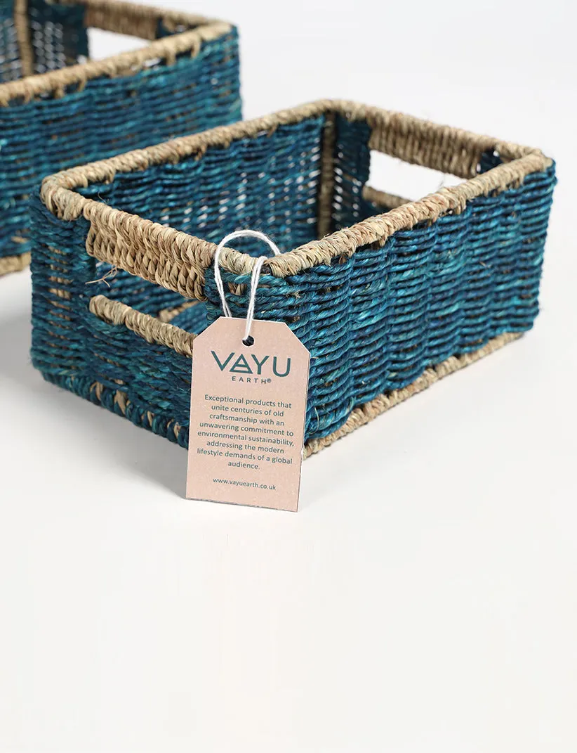 Set of 2 Handwoven Sabai Grass Towel Baskets