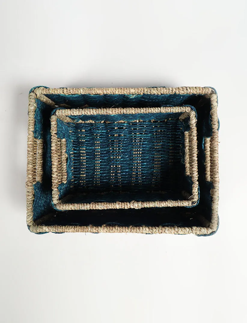 Set of 2 Handwoven Sabai Grass Towel Baskets