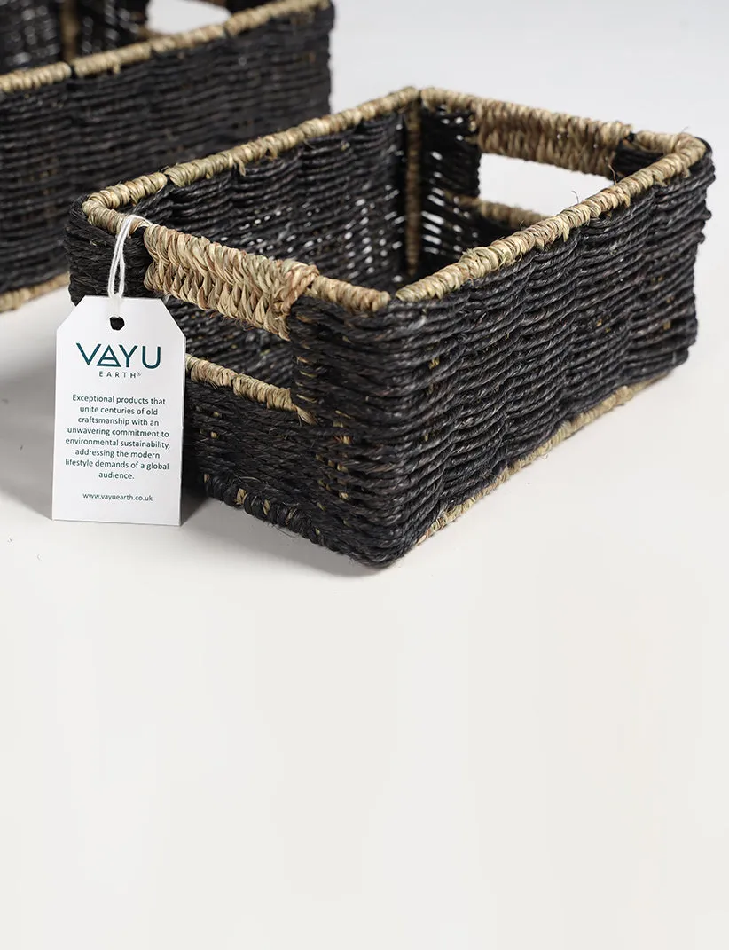 Set of 2 Handwoven Sabai Grass Towel Baskets