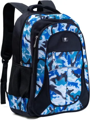 Shark Backpack for Boys, Girls, Kids by Fenrici, 18" Durable Book Bags for Kindergarten, Elementary, Middle School Students, Laptop Compartment, Shark, Medium